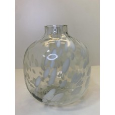 Vaso de Vidro Incolor Detalhe Branco M